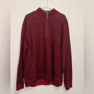 Tommy Bahama Pullover Sweater 1/4 Zip Mock Neck Long Sleeve Burgundy Size XL